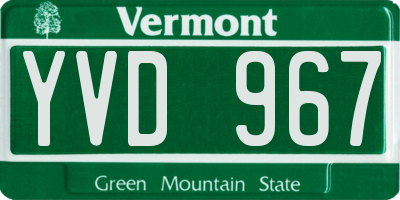 VT license plate YVD967