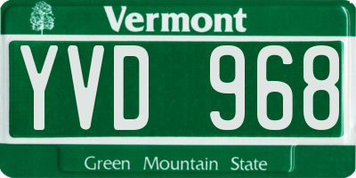 VT license plate YVD968