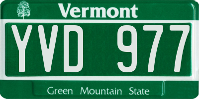 VT license plate YVD977