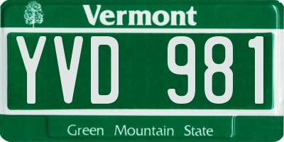 VT license plate YVD981