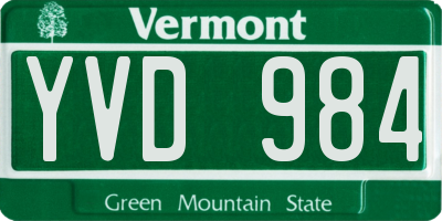 VT license plate YVD984