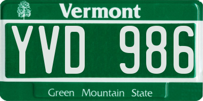 VT license plate YVD986