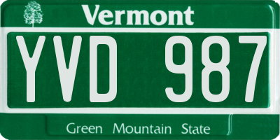 VT license plate YVD987