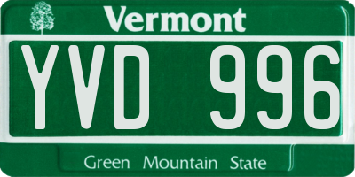 VT license plate YVD996