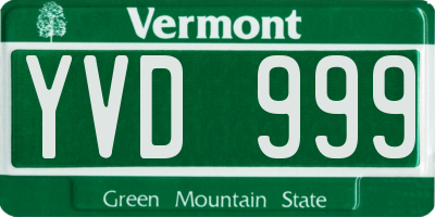 VT license plate YVD999
