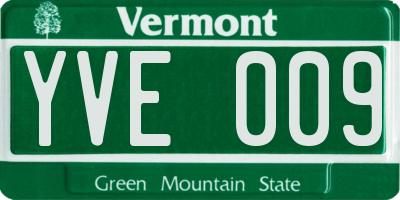 VT license plate YVE009