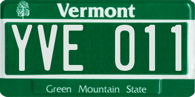 VT license plate YVE011