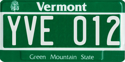 VT license plate YVE012