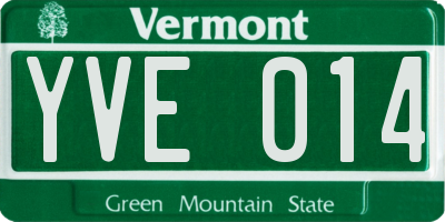 VT license plate YVE014