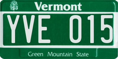 VT license plate YVE015