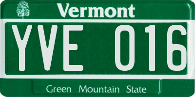 VT license plate YVE016