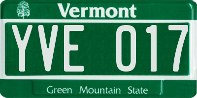VT license plate YVE017