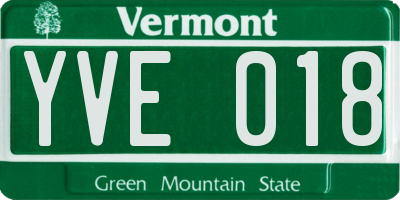 VT license plate YVE018