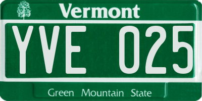 VT license plate YVE025