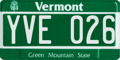 VT license plate YVE026