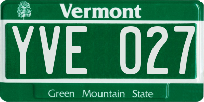 VT license plate YVE027