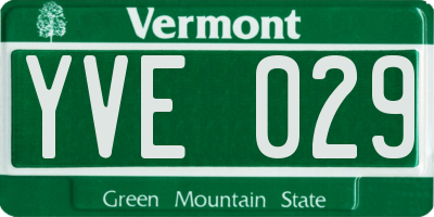 VT license plate YVE029