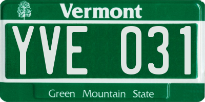 VT license plate YVE031