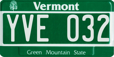 VT license plate YVE032