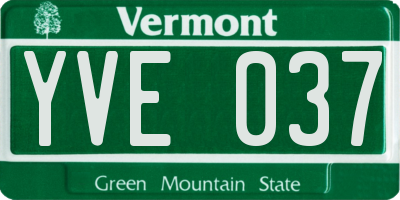 VT license plate YVE037
