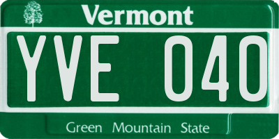 VT license plate YVE040