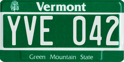 VT license plate YVE042