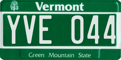 VT license plate YVE044