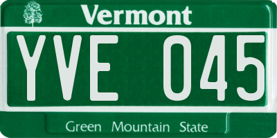 VT license plate YVE045