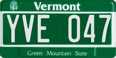 VT license plate YVE047