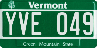VT license plate YVE049