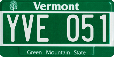 VT license plate YVE051