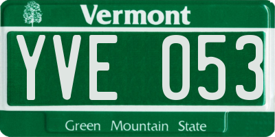VT license plate YVE053