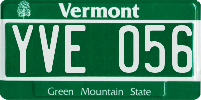 VT license plate YVE056