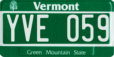 VT license plate YVE059