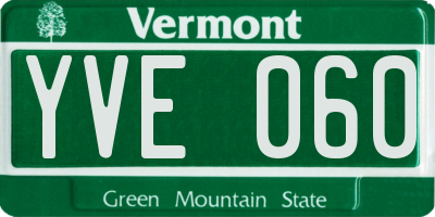 VT license plate YVE060