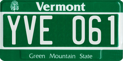 VT license plate YVE061