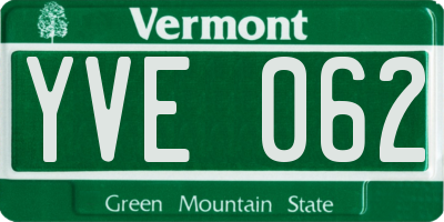 VT license plate YVE062