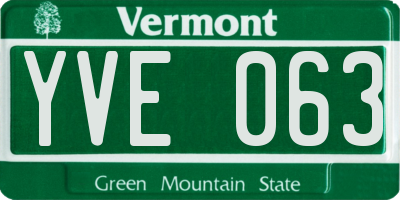 VT license plate YVE063