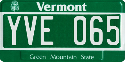 VT license plate YVE065