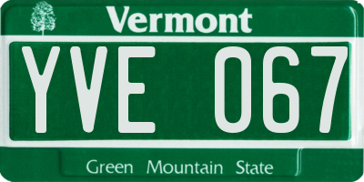 VT license plate YVE067