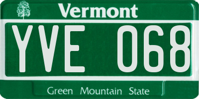 VT license plate YVE068