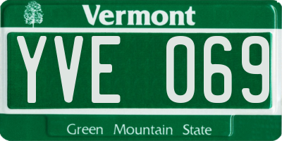 VT license plate YVE069