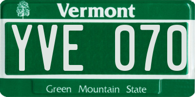 VT license plate YVE070