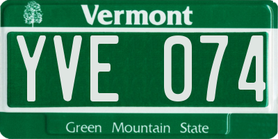 VT license plate YVE074