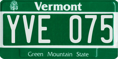 VT license plate YVE075