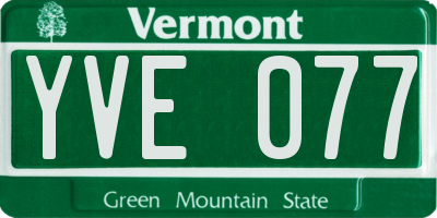 VT license plate YVE077