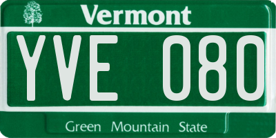 VT license plate YVE080
