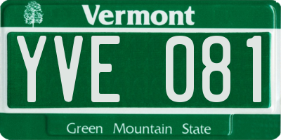 VT license plate YVE081