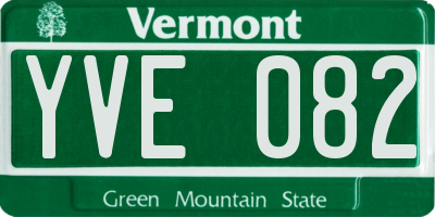 VT license plate YVE082