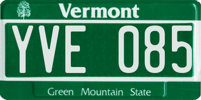 VT license plate YVE085